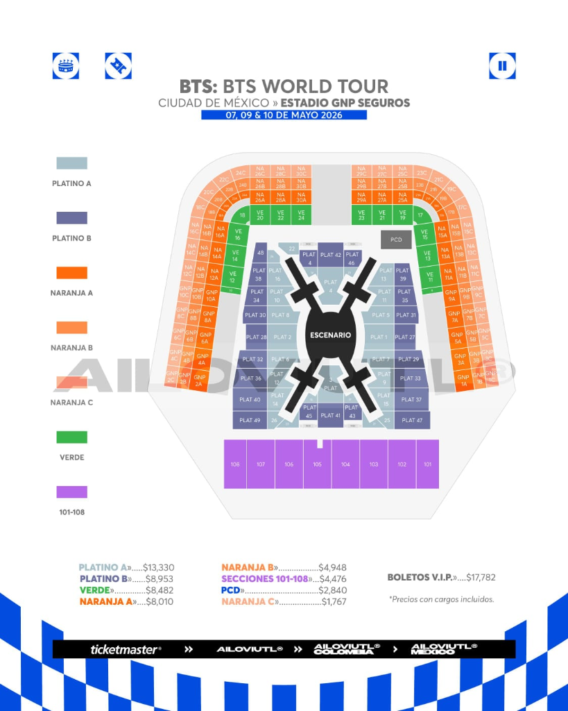 Boletos BTS México 2026: Precios Oficiales y Mapa